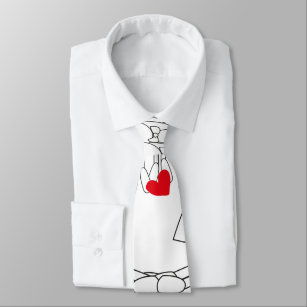 groom bride cartoon with red heart neck ties