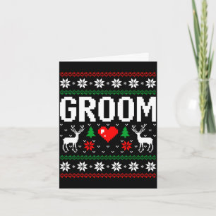 Groom bride engaged married couple ugly christmas card