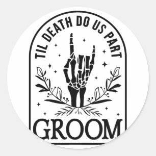 Groom Bride Engagement Wedding Halloween Couple Ma Classic Round Sticker