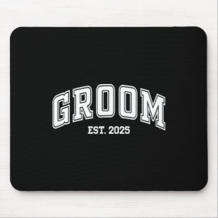 Groom Bride Est. 2025 Retro Just Married Couples W Mouse Mat