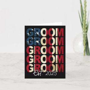 Groom Bride Est. 2025 Us Flag Just Married Couples Card