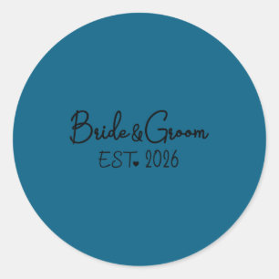 Groom bride est 2026 matching bride groom 2026 classic round sticker