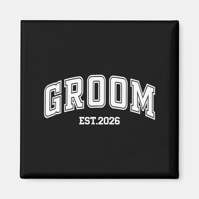 Groom bride est 2026 retro married couples wedding magnet (Front)