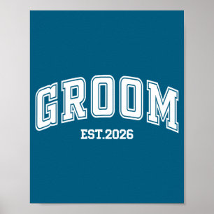 Groom bride est 2026 retro married couples wedding poster