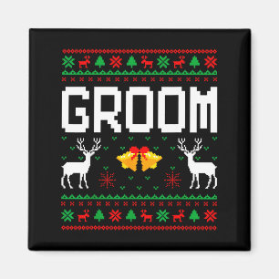 Groom bride married couple ugly christmas sweater  magnet