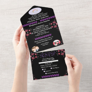 Groom & Bride Photos Text Customised Wedding All In One Invitation