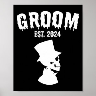 Groom Bride Skeleton Couples Matching Wedding Hall Poster