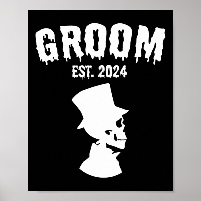 Groom Bride Skeleton Couples Matching Wedding Hall Poster (Front)