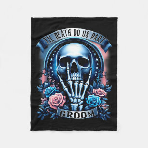 Groom bride skeleton gothic halloween engagement fleece blanket