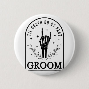 Groom Bride Skeleton Gothic Halloween Engagement W 6 Cm Round Badge