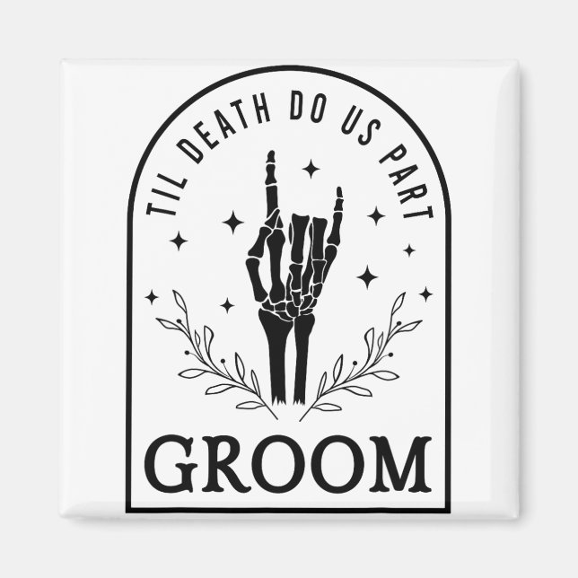 Groom Bride Skeleton Gothic Halloween Engagement W Magnet (Front)