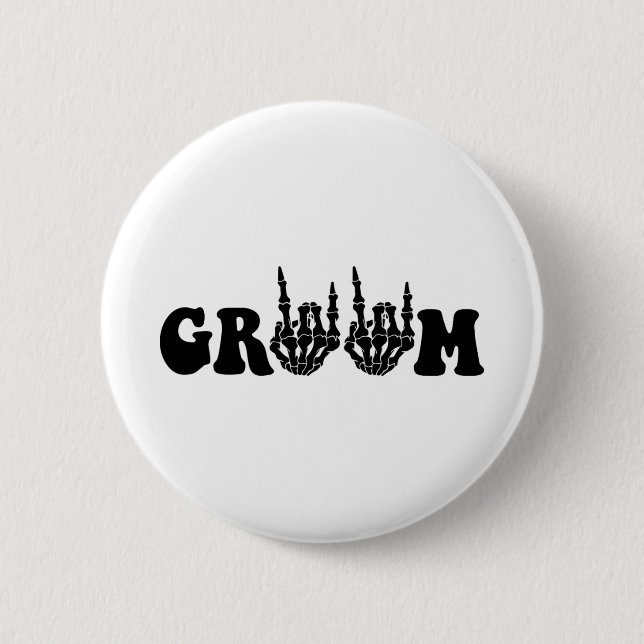 Groom Bride Skeleton Gothic Halloween Wedding Bach 6 Cm Round Badge (Front)