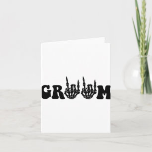Groom Bride Skeleton Gothic Halloween Wedding Bach Card