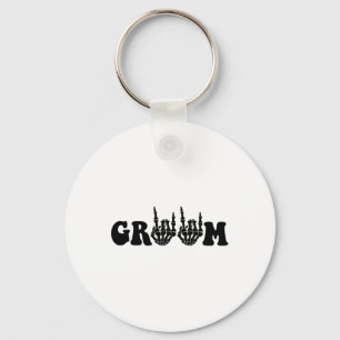 Groom Bride Skeleton Gothic Halloween Wedding Bach Key Ring