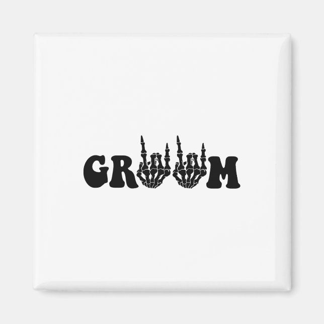 Groom Bride Skeleton Gothic Halloween Wedding Bach Magnet (Front)