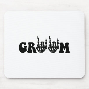 Groom Bride Skeleton Gothic Halloween Wedding Bach Mouse Mat