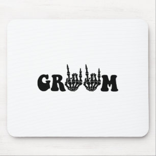 Groom Bride Skeleton Gothic Halloween Wedding Bach Mouse Mat