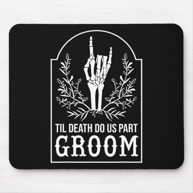 Groom Bride Skeleton Hand Couples Matching Wedding Mouse Mat (Front)