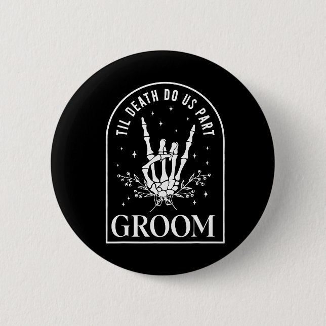 Groom Bride Skeleton Rock Hand Couples Wedding Hal 6 Cm Round Badge (Front)
