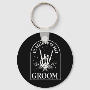 Groom Bride Skeleton Rock Hand Couples Wedding Hal Key Ring