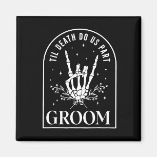 Groom Bride Skeleton Rock Hand Couples Wedding Hal Magnet