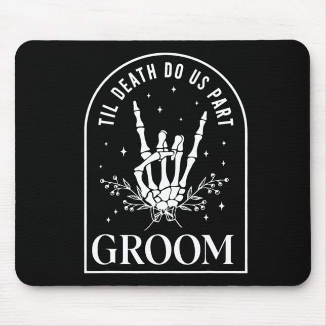 Groom Bride Skeleton Rock Hand Couples Wedding Hal Mouse Mat (Front)