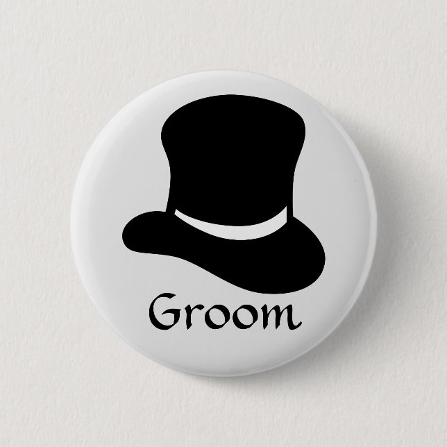 "Groom" Button with Top Hat (Front)