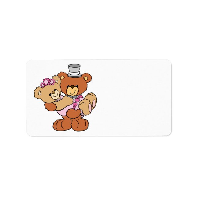 groom carrying bride cute wedding bears label (Front)