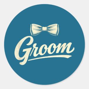 Groom classic vintage wedding party funny costume round sticker