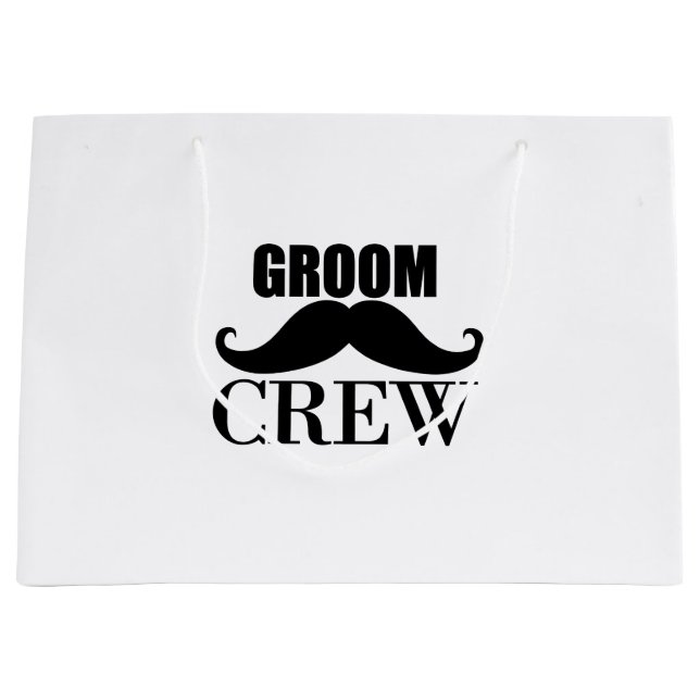 Groom Crew Bachelor Party Wedding Black Gift Large Gift Bag (Front)