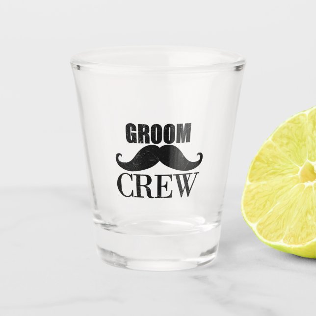 Groom Crew Bachelor Party Wedding Black Gift Shot Glass (Front)
