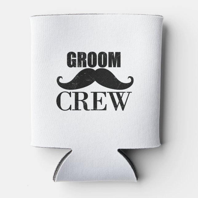 Groom Crew Bachelor Party Wedding Black Grunge Can Cooler (Front)