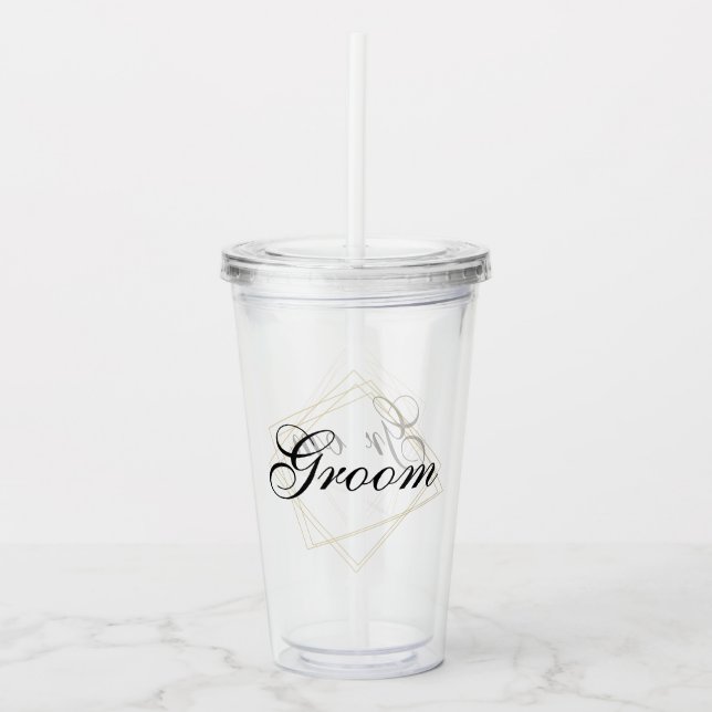 Groom Custom Changeable Gift Wedding Acrylic Tumbler (Front)