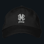Groom Custom Wedding Monogram Baseball Cap<br><div class="desc">Surprise the groom with this cool baseball style cap that features his 3 letter monogram and the word groom below. Easily change the text and cap colour to match your wedding theme/colours. This makes an awesome engagement or wedding favour gift. The coordinated caps look really nice in photos too! Simple...</div>