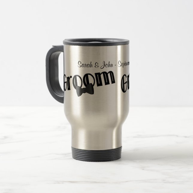 Groom Cute Personalised Wedding  Travel Mug (Front Left)