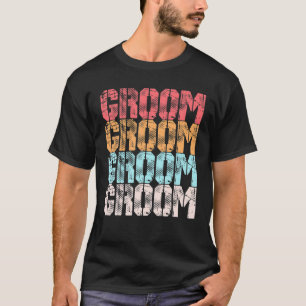 Groom Cute Retro Engagement Wedding Bachelor Party T-Shirt