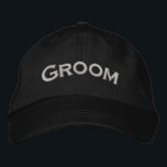 Groom Cute Wedding  Embroidered Hat<br><div class="desc">Groom cute baseball cap.  Perfect for all of your wedding functions and events.  I have hats available in my store for every member of your wedding party.  Visit Smilin' Eyes Treasures for more bridal and wedding invitations,  cards,  and gifts.</div>