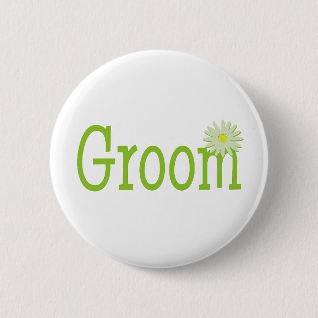 Groom/ Daisy 6 Cm Round Badge (Front)
