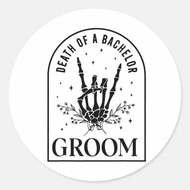 Groom Death Of A Bachelor Skeleton Gothic Hallowee Classic Round Sticker (Front)