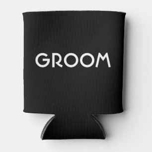 Groom deco black and white can cooler