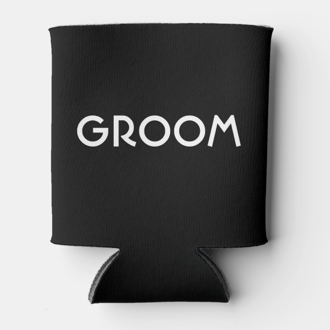 Groom deco black and white can cooler (Front)