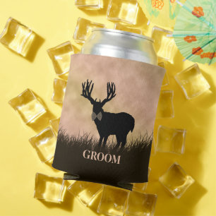 Groom Deer Stag Silhouette Landscape Hunting Can C Can Cooler