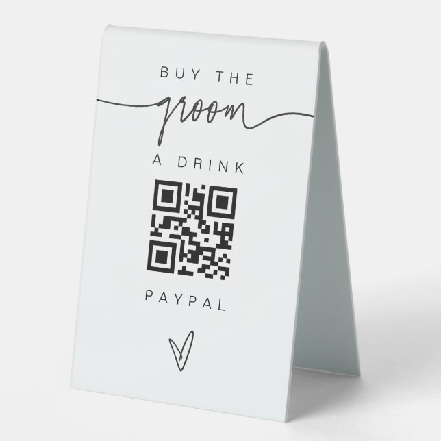 Groom Drink Bar Sign QR Code Cash Money Scan G400 (Front)