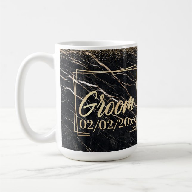 Groom Elegant: Golden Marble Celebration Coffee Mug (Left)