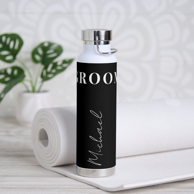 Groom elegant typography name script personalised  water bottle (Yoga)