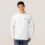 Groom Embroidered Long Sleeve T-Shirt<br><div class="desc">For the Groom shown is a white colour long sleeve pullover sweatshirt to relax in. Royal Blue colour embroidered text on the front upper left chest area.
Customise this item or buy as shown.</div>