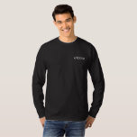 Groom Embroidered Long Sleeve T-Shirt<br><div class="desc">For the Groom shown is a black colour long sleeve t-shirt to relax in. White embroidered text on the front upper left chest area.
Customise this item or buy as shown.</div>