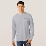 Groom Embroidered Long Sleeve T-Shirt<br><div class="desc">For the Groom shown is a grey colour long sleeve t-shirt to relax in. Grey embroidered text on the front upper left chest area.
Customise this item or buy as shown.</div>