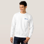 Groom Embroidered Sweatshirt<br><div class="desc">For the Groom shown is a white colour long sleeve pullover sweatshirt to relax in. Royal Blue colour embroidered text on the front upper left chest area.
Customise this item or buy as shown.</div>