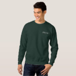 Groom Embroidered Sweatshirt<br><div class="desc">For the Groom shown is a deep forest colour long sleeve pullover sweatshirt to relax in. White embroidered text on the front upper left chest area.
Customise this item or buy as shown.</div>